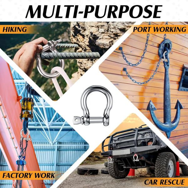 General Industry Stainless Steel Chain Lifting D Shackle 304L 316L Rigging Hardware