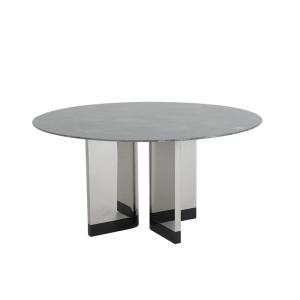 China Mirrored Marble And Iron Dining Table Round Marble Table With Gold Base on sale