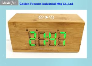 China Treated Natural Bamboo Alarm Clock Wireless Charging Station Carefully Crafted on sale