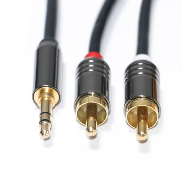 RCA Audio Cable 3.5MM 2-1 Black Metal Shell For Car Audio 0.53M 1M 2M