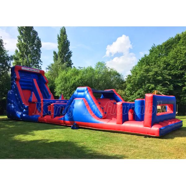 Inflatable Boot Camp Obstacle Courses Blue & Red Customized Commercial Activities Game