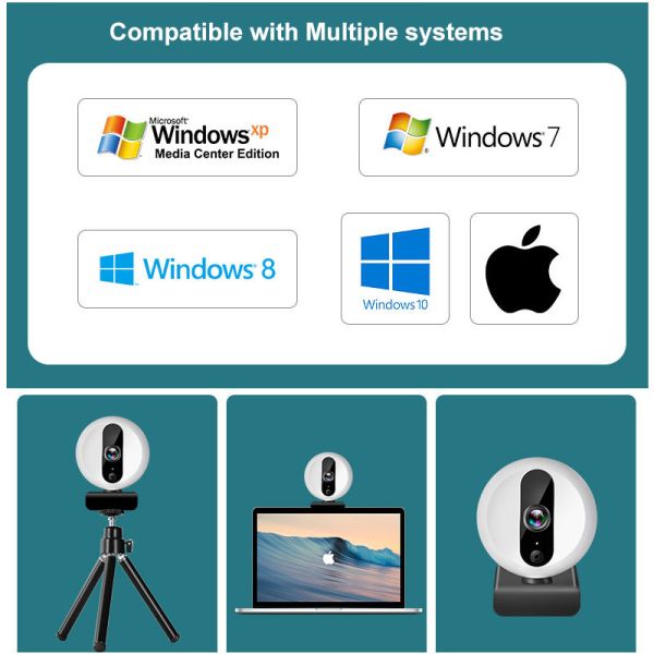 UVC Protocol 3D Denoising IP Web Camera H.264 2.0MP Red Indicator