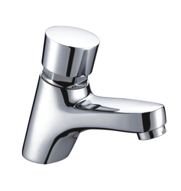 Polished Chrome Self Closing Faucet Brass Mixer Taps with CE , 0.05MPa - 0.9MPa