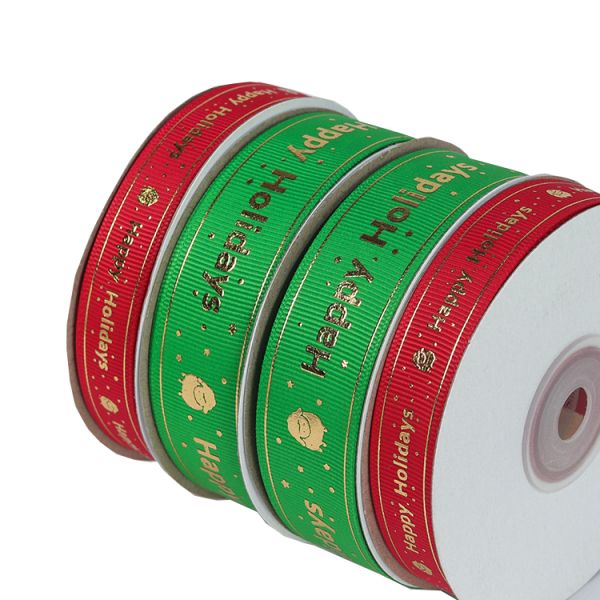 Hot Foil Type Personalised Printed Ribbon Red / Green Color CE Certification