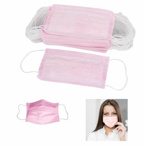 Pink Disposable Respirator Mask Triple Layer Surgical Mask Dust Proof