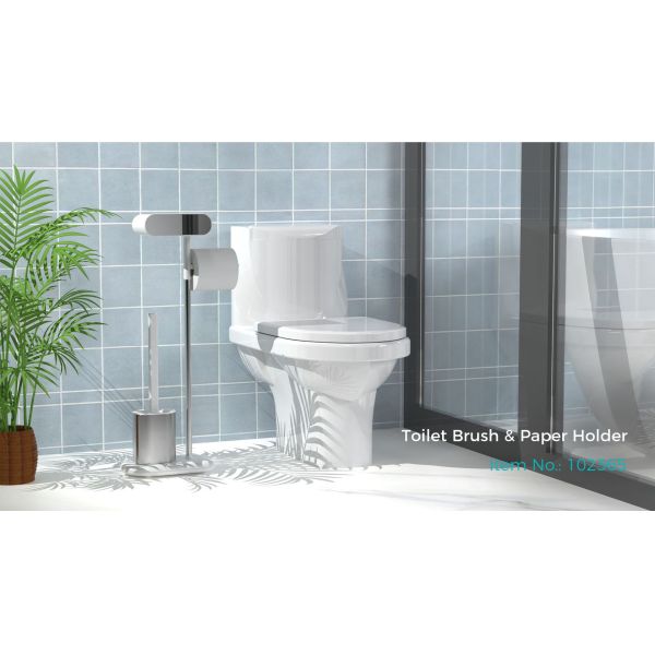 Household Stainless Steel Bathroom TPR Toilet Brush Holder Set Durable Toilet Brush Tissue Holder