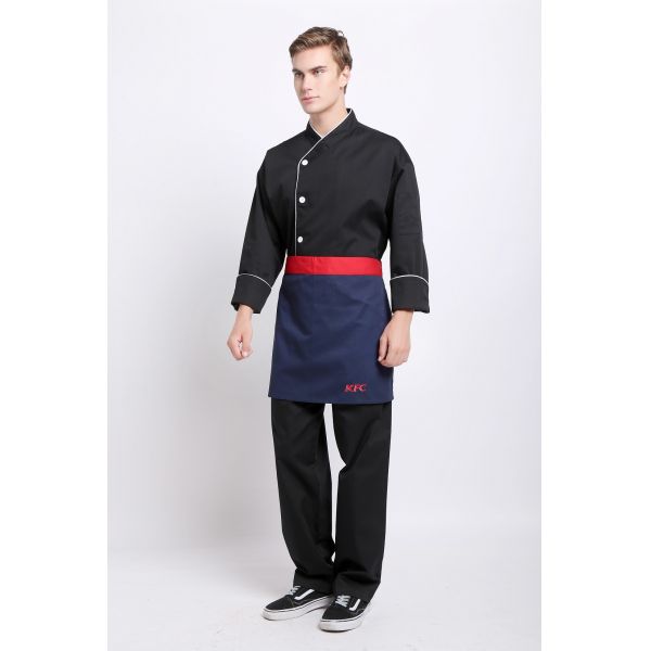 Twill 2/1 Polyester 65% Cotton 35% Winkle-free Black Half Apron Chef Wear