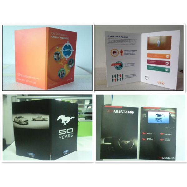 EU Hard Cover Video In Print Brochure , Multi - Player Recharging Video Booklets