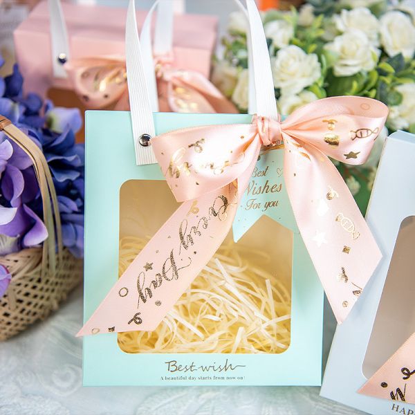 Transparent Window Bag Cardboard Gift Packaging Box With Handle