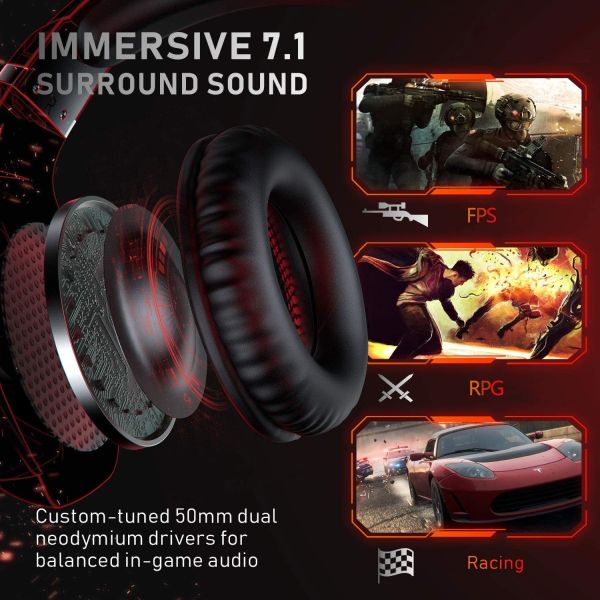 LED Light Noise Cancelling 50mm Runmus K11 Gaming Headset