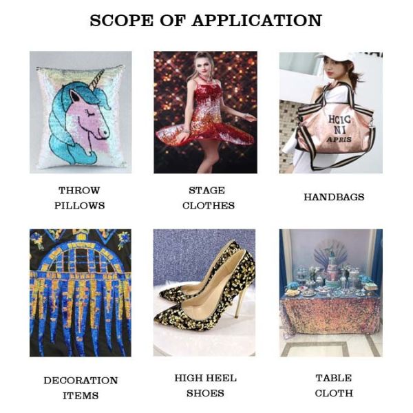 Custom Color Decorative 0.65mm Colorful Sequin Fabric Woven Technics