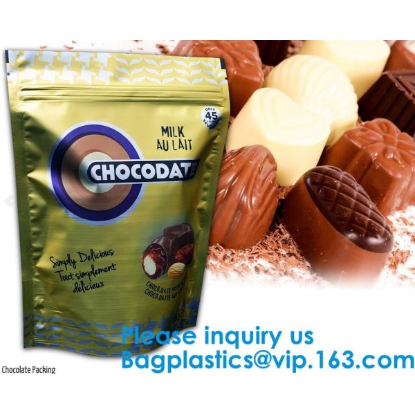 BIODEGRADABLE SUP POUCH CHOCOLATE/ ENERGY BAR PACKING MMJ CLEAR 3-SIDED SEAL WITH ZIPPER & EURO SLOT ULTRA CLEAR STAND U