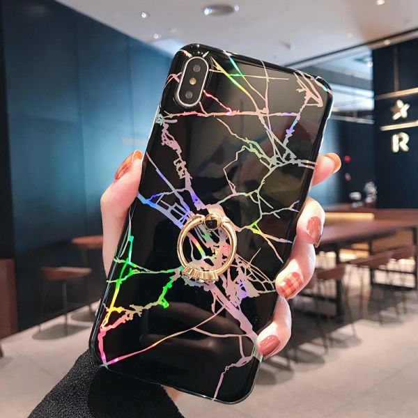 Iphone, Samsung & Huawei laser marble case with iRing, Iphone Xs Max TPU marble case with iRing, Samsung Note 8 case