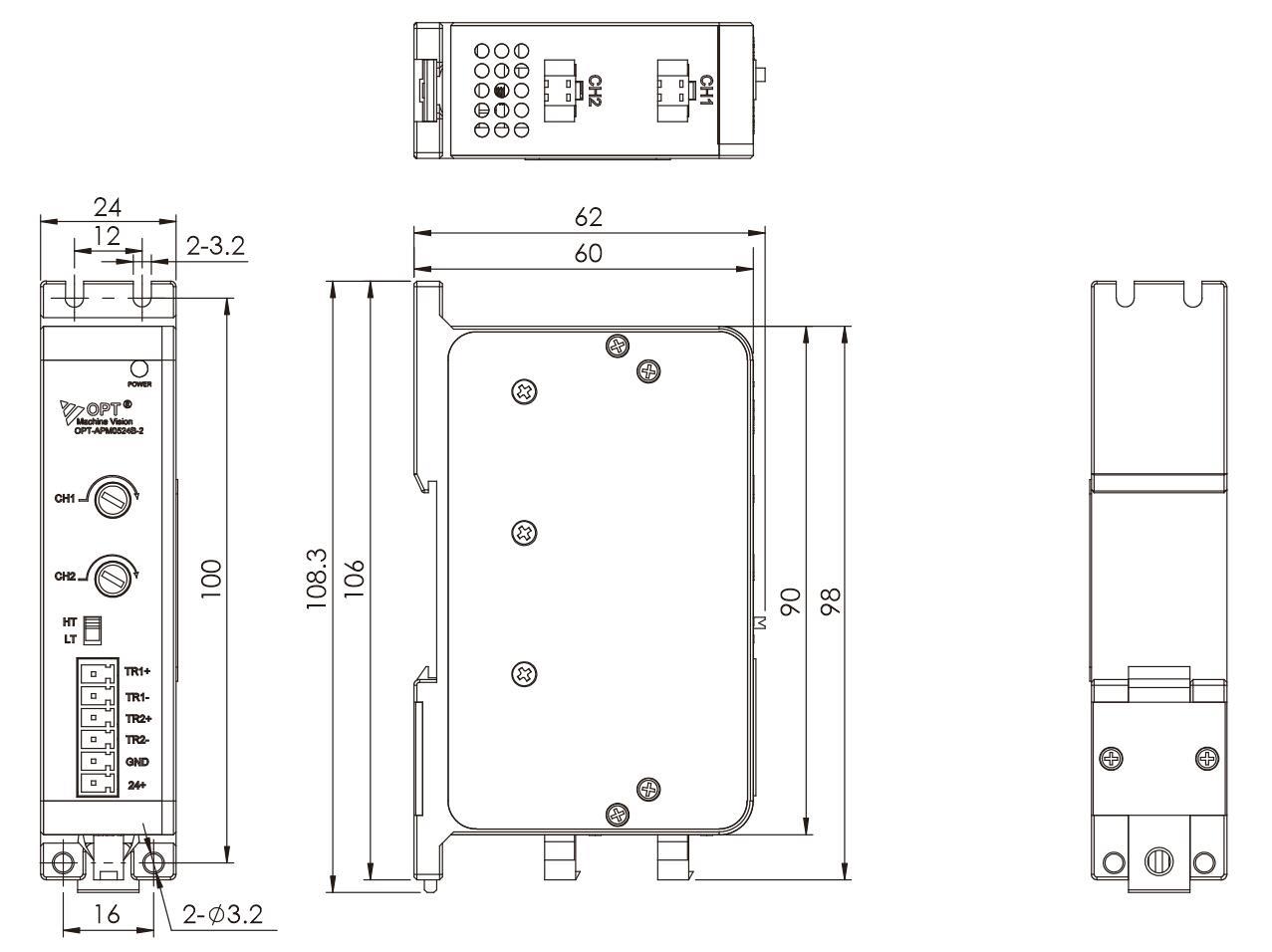 DC20~24V 12W/CH 1.8A Machine Vision Controller APM Analog Voltage Controller