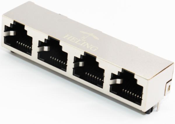 1 * N RJ45 Multiple Port Connectors , Right Angle Tab Up RJ45 Multiport
