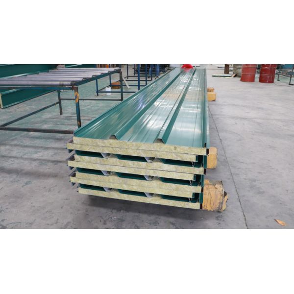 75mm Building Materials Fireproof Rock Wool Sandwich Panel