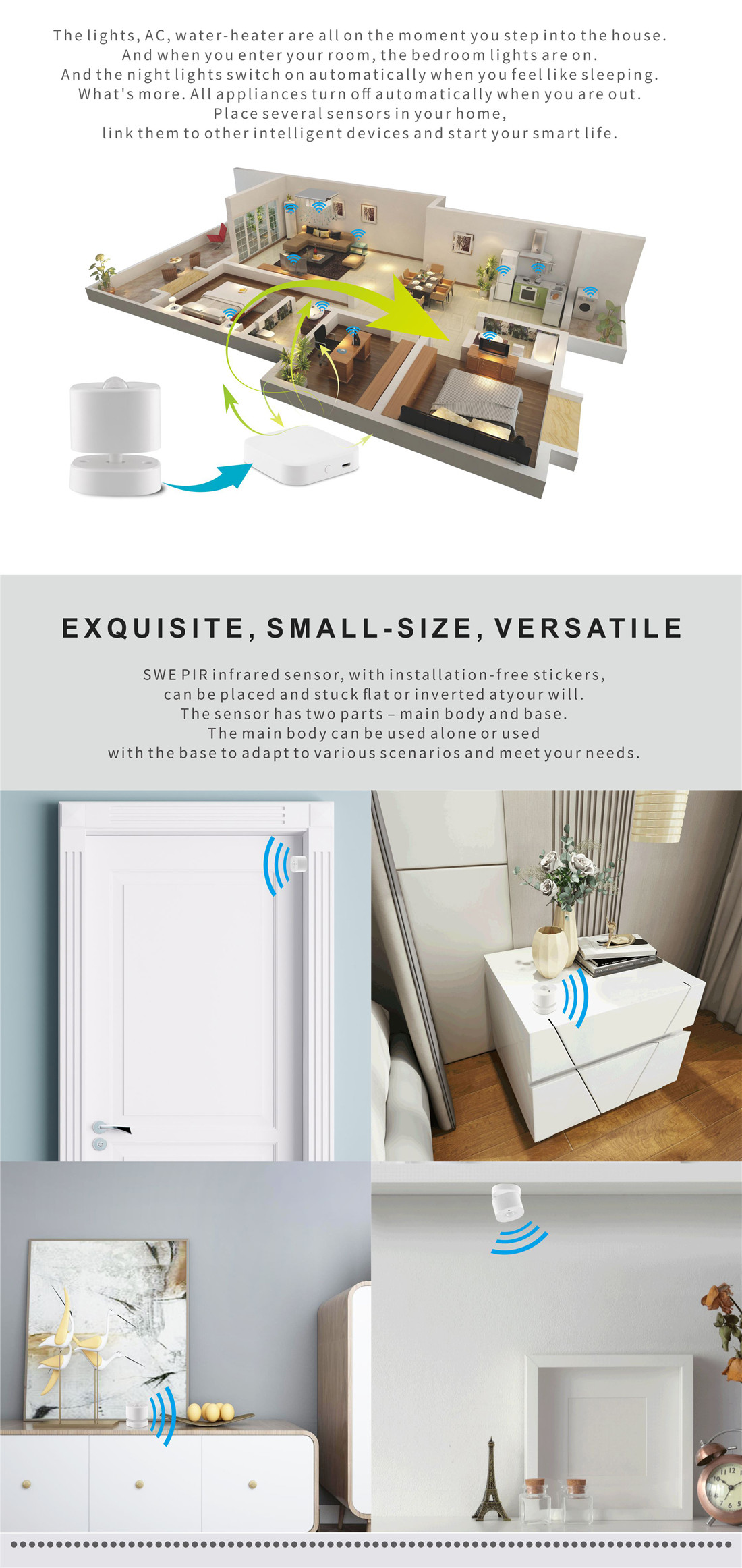 Wireless PIR Motion Sensor Zigbee Wi-Fi Motion Sensor Smart Home Security(XZ-CGV3)