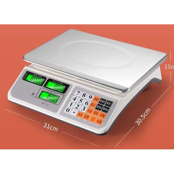 Bench Scale LCD Display White Color Heavy Duty Body 420g Stainless Iron Tray Plate Electric Scale 40kg Capacity High Precision Load Cell