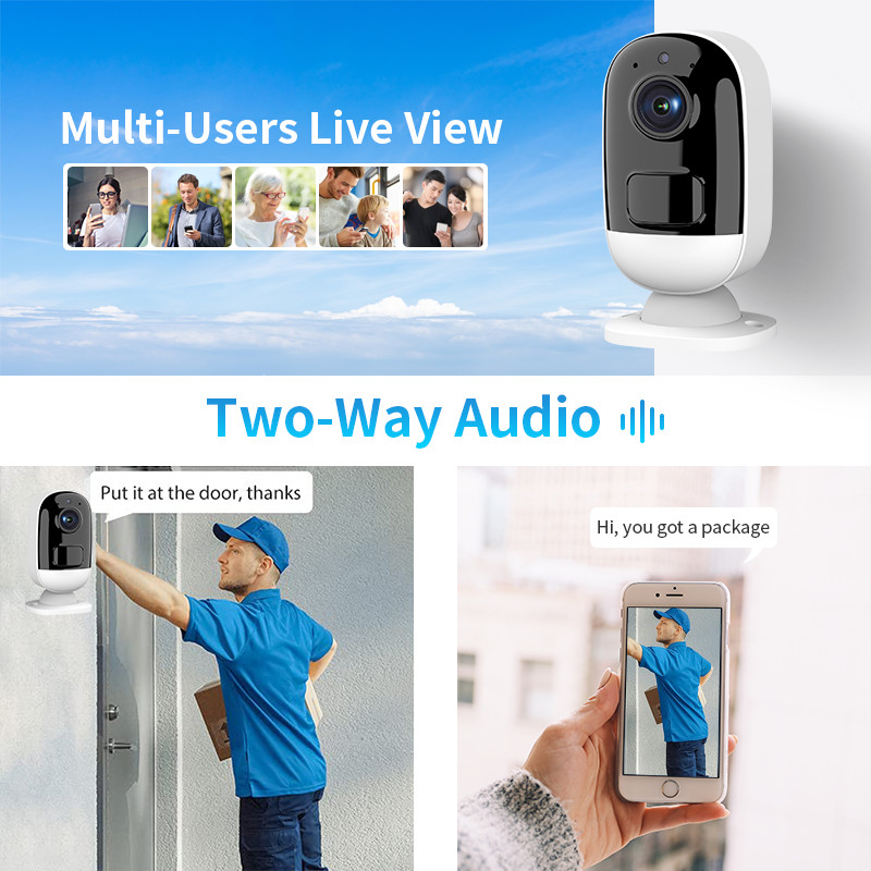 Glomarket Tuya Smart Life App Supported Home Low Power 3MP Battery WIFI Camera Built-In Microphone And Speaker