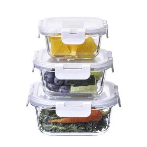 China Storage Canister Bamboo Lid Lunch Box Borosilicate Storage Canister Glass Food Storage Containers on sale