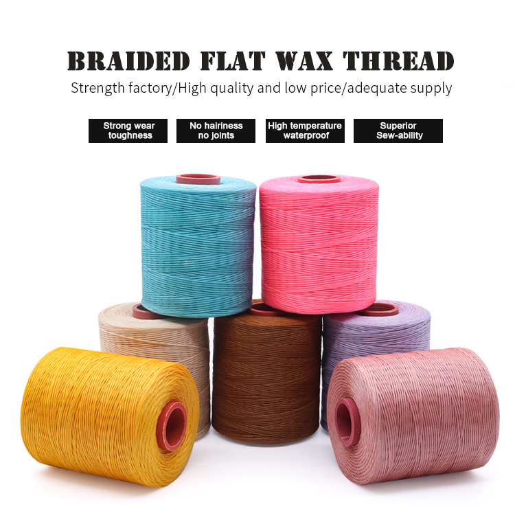 Weaving Kangfa 0.8MM 100% Polyester Waxed Thread for Leather 210D/16 Flat Waxed Thread