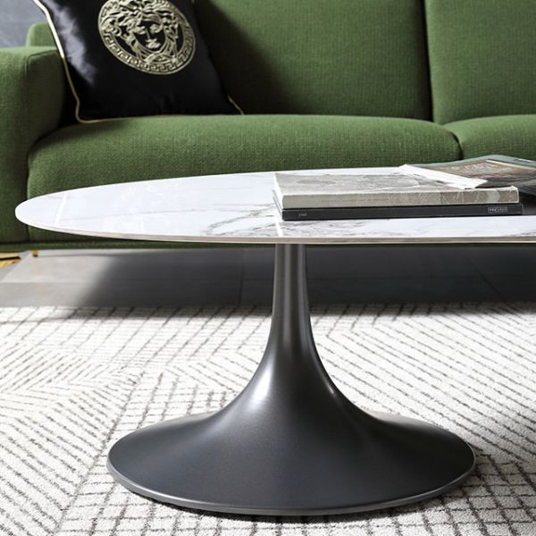 12mm Thick Ellipse Rock Top Coffee Table Anti Collision For Living Room