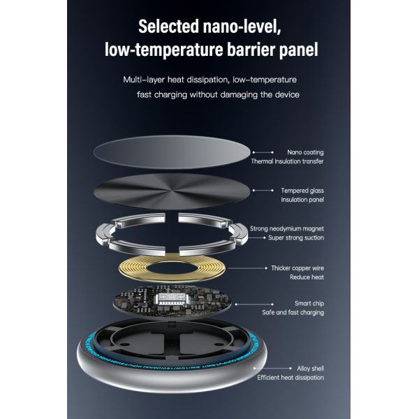 Magsafe Car Mount Magnetic Wireless Charging Car Phone Holder With Customized Running Light And Logo Engraving For Automotive