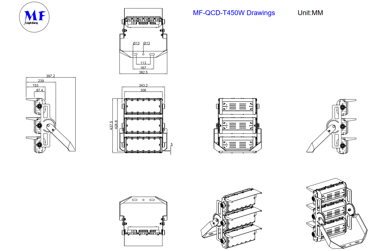300W IP66 LED Stadium Flood Light 5000K 6 Years Warranty Dustproof Waterproof Lifespan 60, 000hrs High CRI For Plaza