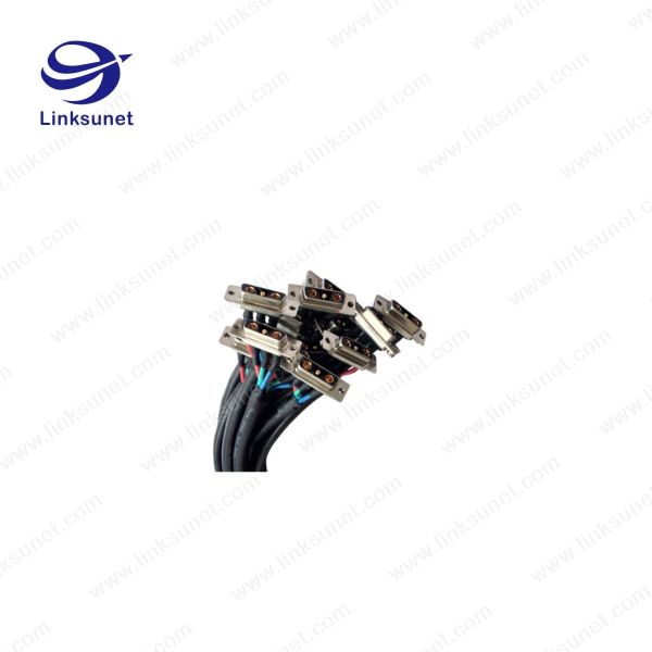 Large Current Combo Soldering Wiring Harness 3W3 2F - 1M FMK2G D Shaped Connector