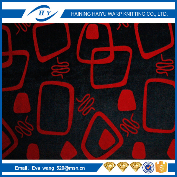 100% Polyester printed flocked sofa fabric