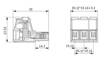 Plug-Terminal Block Head connect wire Pitch:10.16mm / 0.4 in
