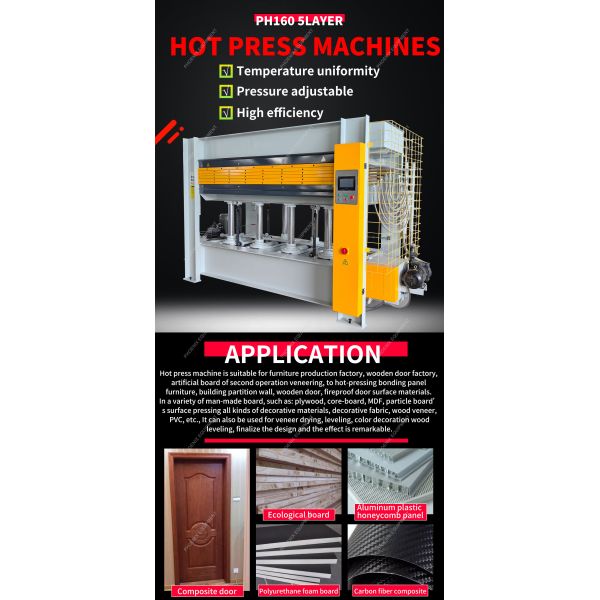 PH160 5layer auto control temperature hydraulic plywood hot press machine for woodworking