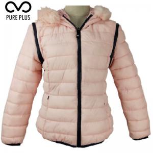 China Windproof Ladies Light Padded Jacket , Casual Womens Padded Coat With Fur Hood on sale