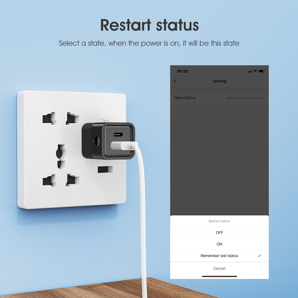 Tuya Smart WIFI Mini Portable Power Adapter Switch 5V Micro USB Type-C Charger Plug Wireless APP Timing Voice Works With Alexa For Light Strips