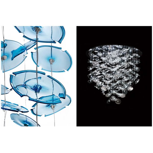 Custom Creative Glass Chandeliers Clear Or Colourful LED Lamp Source