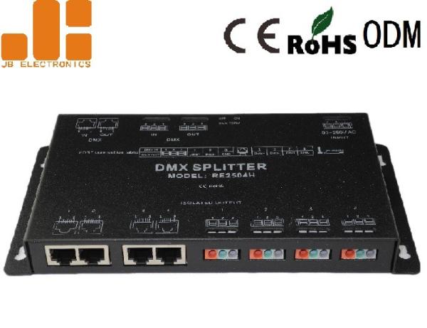 Four Channels Output DMX Signal Splitter With RJ45 / Screwless Terminal