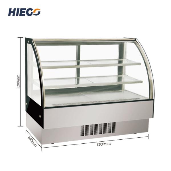 Quality Desktop Counter Bakery Cake Display Showcase Curved Glass Cake Display Case for sale