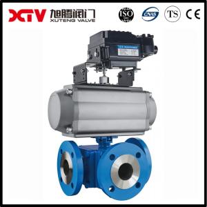 China Three Way Ss Stainless Steel ISO High Platform Flanged Ball Valve Industrial Casting on sale