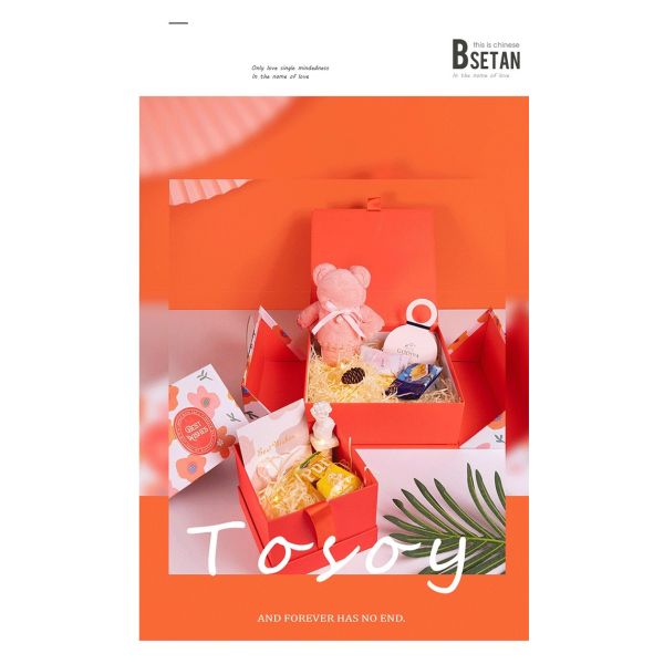 Pink gift box fairy design white cardboard birthday exquisite gift box packaging customizable box