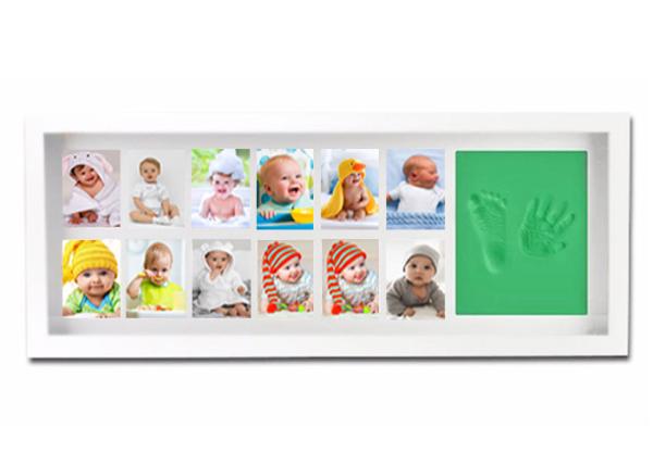 Quality White Baby First 12 Months Photo Frame Keepsake Sets Handprint / Footprint Display for sale