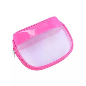 Travel Portable Pink Wash PU Transparent PVC Cosmetic Bag