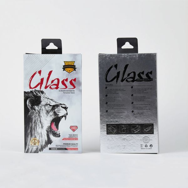 Custom Logo Printed Tempered Glass Phone Screen Protector Paper Boxes Packaging Box With Hook