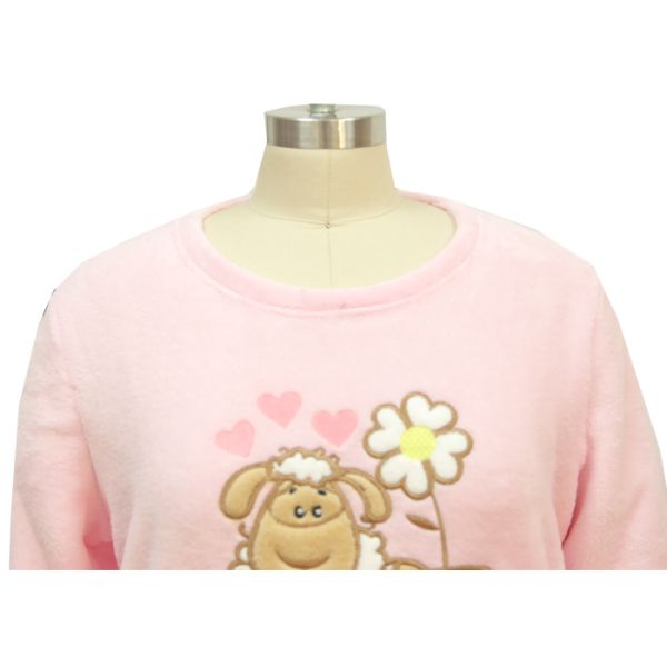 Oversized Crew Neck Ladies Pajama Sets 100 Polyester Pajamas Plain Dyed Technics