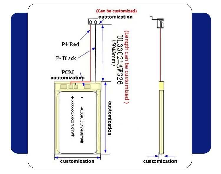 KC Approved 503050 Rechargeable Li Ion Battery 3.7v 1000mAh Lithium Polymer Battery Lithium Ion Battery For Controller