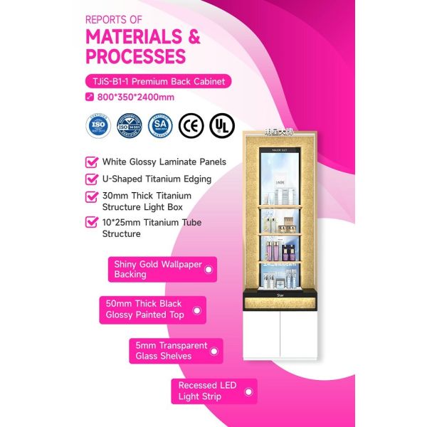 TJiS-B1-1 Multi-Directional Lighting System Skincare Display Cabinet for Airports