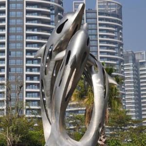 Wholesale Large Abstract Mirror Stainless Steel Garden Sculpture Sandblasting Customized from china suppliers