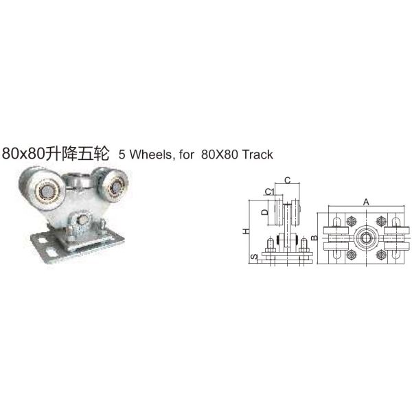 Heavy Duty Adjustable Sliding Door Carriage And Roller 4 Wheel Hardware Base Plate 80x80