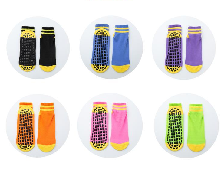 Jump Up Bounce Non Slip Grip Socks Trampoline neon Socks For Kids And Adults