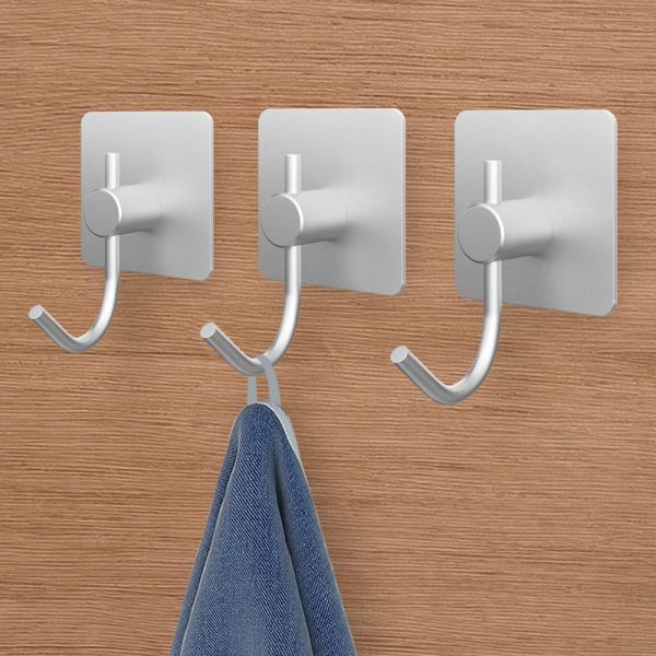Waterproof Adhesive Wall Hooks Aluminum Towel Hooks for Kitchen and Bathroom
