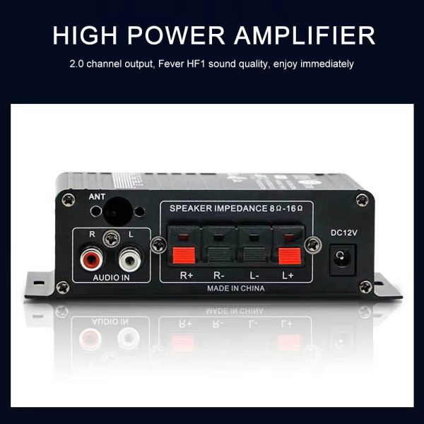 AK-270 12V Small Power Bluetooth Audio Amplifier 2.0 Channel Output HIFI Mini Power Amplifier for Home Theater Sound System
